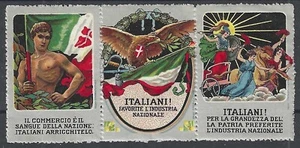 Italia, Nazionalismo, Commercio e Industria, Striscia Se-Inquilino di 3 Francobolli Primi Poster - Foto 1 di 1