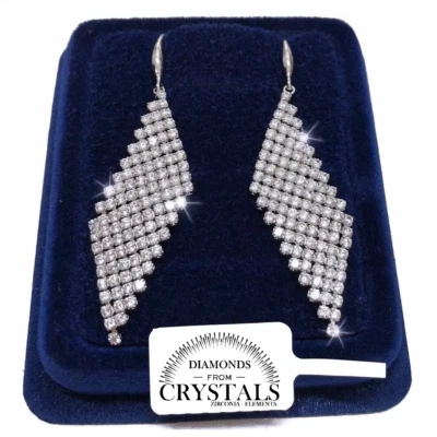 Orecchini da donna pl. oro bianco 18K con cristalli Zirconi  SW84/2 - Immagine 1 di 4