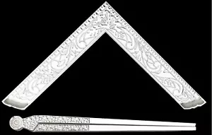 Masonic Lodge Ceremonial SILVER 6" LARGE Square & Compass FOR Bible CLASS A - Picture 1 of 2