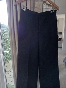 Jason Wu Designer New Smart Wide Leg Black Winter Tweed Trousers Party 10 - Picture 1 of 9