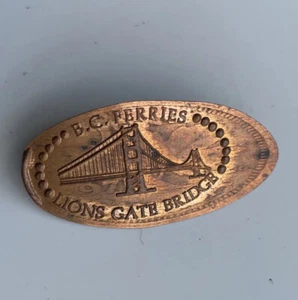 Lions Gate Bridge BC Ferries Pressed Penny Vtg Canada British Columbia Lapel Pin - Bild 1 von 12