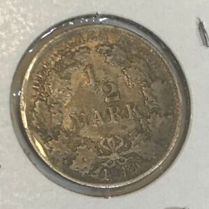 1918 F Germany Silver 1/2 mark