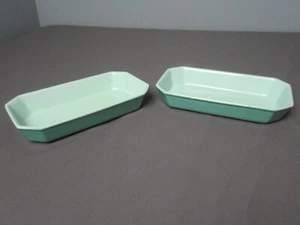 2 Prizer-Ware Vintage HDI Enamel Cast Iron Small Casserole Teal Dish - f5 rb/vh - Picture 1 of 12
