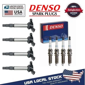 4x Ignition Coil & 4 Denso Iridium Spark Plug For Toyota Corolla Prius - Picture 1 of 6