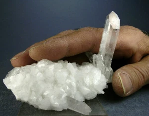 PRISTINE GEM QUARTZ CRYSTALS w ADULARIA, HAMILTON HILL, ARKANSAS, GLOBE MINERALS - Picture 1 of 7