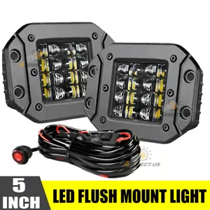 2X 5\" Flush Mount LED Work Light Bar Rear Bumper Reverse Pods Driving & Wire - Foto 1 di 10