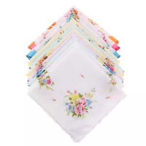 10x Damen Taschentücher Blume Stofftaschentücher Hankerchief Baumwolle - Bild 1 von 8