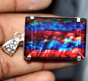 Zertifiziert 90,20 Ct Natürlicher Ammolith 925 Silber Smaragd Anhänger Loser Edelstein - Bild 1 von 6