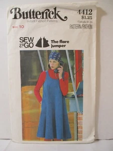 Vintage Butterick Pattern 4412 Miss Size 10 Flared Jumper Uncut 1970's - Picture 1 of 6