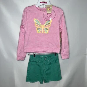 Lemon Kiss Girls Sweatshirt And Shorts Set And Old Navy Green Shorts All Size 10 - Picture 1 of 13