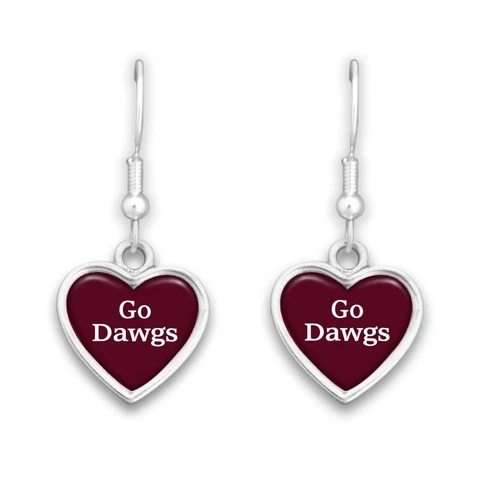 Mississippi State Spirit Heart Slogan Earrings Cover
