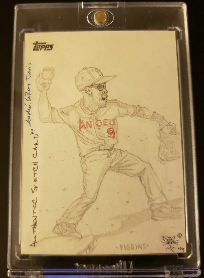 CHONE FIGGINS 2009 Topps Updates Highlights Sketch Andre LeRoy Davis #1/1 Angels - Image 1 of 2