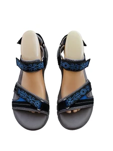 Rockport Womens Lite Sports Trail Sandals Web Quarter Strap 9 Gray Black Blue - Picture 1 of 16