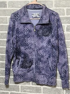 Oleg Cassini Sport Women’s Small Purple Paisley Print Full Zip Jacket - Picture 1 of 7