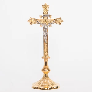 Gold Plated Altar Cross with a Silver Plated Corpus on Each Side (#44DCG) - Picture 1 of 9