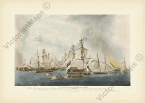 SIEG von TRAFALGAR Schlacht 1805 im HINTENSTICH R. DODD 1843 KUNSTDRUCK - Bild 1 von 6