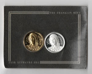 1988 Franklin Mint Lady Vivien Silver & Gold Game Coins Excalibur Backgammon - Bild 1 von 2