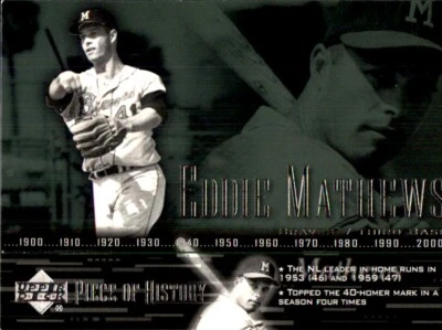Upper Deck Piece of History #45 2002 Eddie Mathews Milwaukee Braves Foto 1 de 2