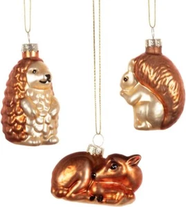 Sass & Belle Set of Three Glass Woodland Creature Christmas Tree Decorations - Picture 1 of 1