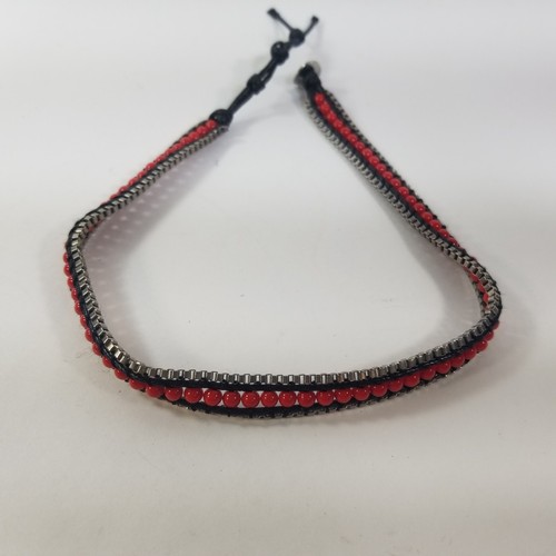 VETEMENTS Collana girocollo bracciale avvolgente in corda tono argento rosso nero