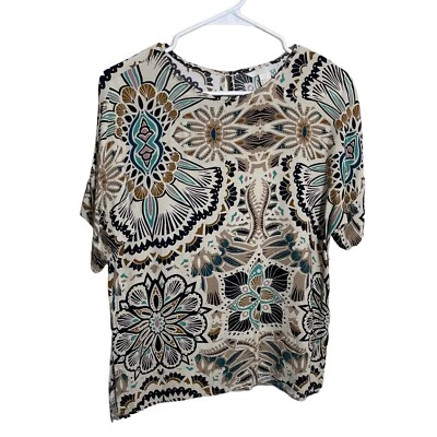 Blusa para mujer H&M 6 colorida manga corta camisa ligera camisa geométrica top Foto 1 de 4