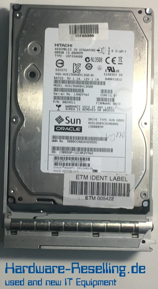 HITACHI 600GB SUN-FRAME HUS156060VLS600 542-0428-01 390-0483-03 3,5 ZOLL SAS - Bild 1 von 1
