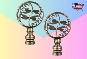 Double Dragonflies Lamp Finial, Antique Bronze, Lamp Decoration, 2.5in - Picture 1 of 7