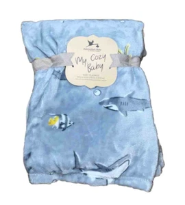 Adirondack Baby My Cozy Baby Blanket 30 x 40 inches Plush Gray Sharks Soft Comfy - Picture 1 of 8