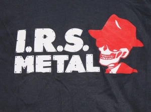 XS * NOS vtg 80s IRS METAL record label t shirt * i.r.s. heavy black sabbath - Picture 1 of 3