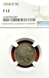 NGC F-12! 1918-D BUFFALO NICKEL - Picture 1 of 3