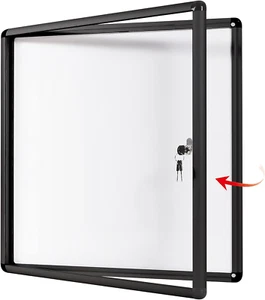 SWANCROWN Lockable Bulletin Boards Black Frame Enclosed Display Case,With Magnet - Picture 1 of 9