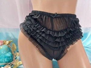 VTG SILKY Nylon RHUMBA LAYERS FRILLY RUFFLES SHEER PANTIES SISSY XL 44" FRU Fru - Picture 1 of 6