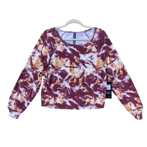NWT New Wildfox Womens Medium Tie-Dye Cropped Crew Neck Long Sleeve Sweatshirt - Picture 1 of 6