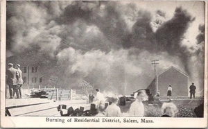 GREAT SALEM FIRE 1914 Mass. Postal de desastre "Quema del distrito residencial" - Imagen 1 de 2