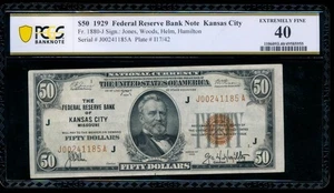 AC 1929 $50 FRBN Kansas City PCGS 40 Fr 1880-J - Picture 1 of 2
