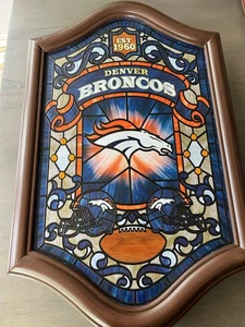 Denver Broncos Illuminated Stained Glass - 2016 Bradford Exchange Wall Light - Imagen 1 de 6