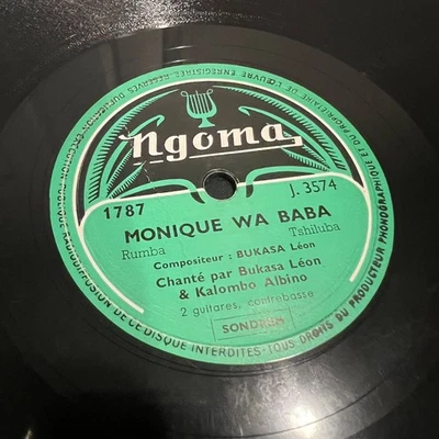 TOP AFRICAN LEON BUKASA Kalombo Albino Congo 78 RPM Record NGOMA 1787 Africa Foto 1 de 4