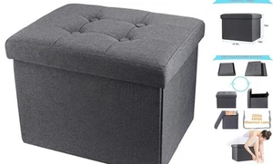  Storage Ottoman Folding Rectangle Cube Coffee Table Multipurpose 17.7*14*13in - Picture 1 of 7