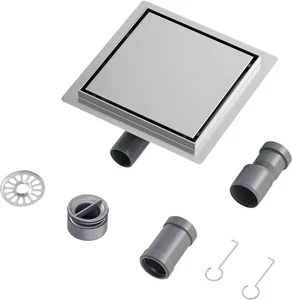 Duschablauf 20cm Edelstahl eckig Bodenablauf 2 in 1 Flieseneinsatz mit 360 - Bild 1 von 6