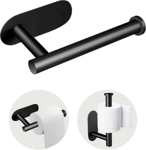 Selbstklebender Toilettenpapierhalter zur Wandmontage, schwarz matt, Edelstahl - Bild 1 von 2