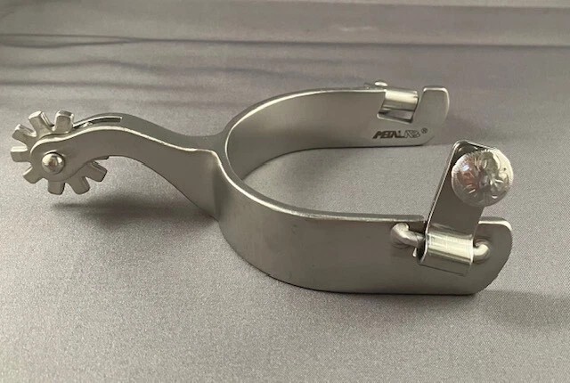 Metalab Brushed Western Rowel Spur (Pr) StaInless Steel 10pt Rowel Shank 2 1/8" - Image 1 of 1