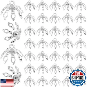 ANCIRS 50 Pcs Flower Bead Caps, End Cap Bails for Necklace, 7 Prong Bell Bead - Picture 1 of 5