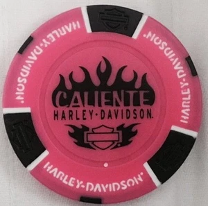 SAN ANTONIO, TX CALIENTE HARLEY DAVIDSON POKER CHIP (PINK & BLACK) TEXAS - Picture 1 of 2