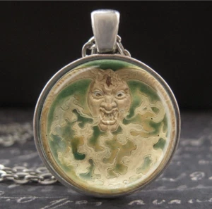 Devil Necklace 1890 French Pottery Pendant Silver Jewelry Men Women Occult Dark - Picture 1 of 3