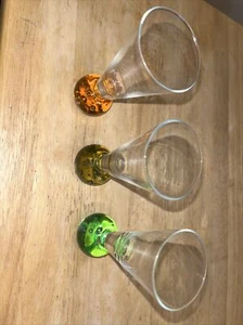 3 Carnival Cruise Line Fireball Shot liquor Glasses Bubble Ball Bases - Picture 1 of 7