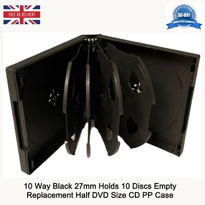 2 x 10 Way Black 27mm Holds 10 Discs New Replacement Half DVD Size CD PP Case - Image 1 of 4