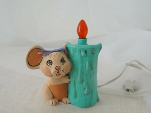 Vintage Holiday Hand Painted Mice Candle Shaped Lamp - Picture 1 of 5