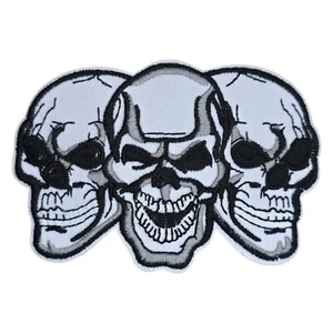 TRIPLE 3 SKULLS EMBROIDERED MC BIKER TACTICAL IRON ON MORALE PATCH - Picture 1 of 2