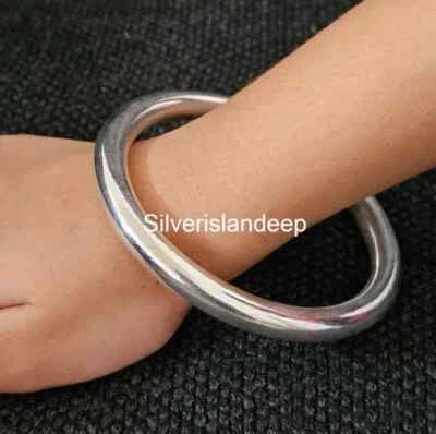 Solid 925 Sterling Silver Bangle Thick 7mm Heavy Silver Bangle Chunky Silver - Image 1 of 4