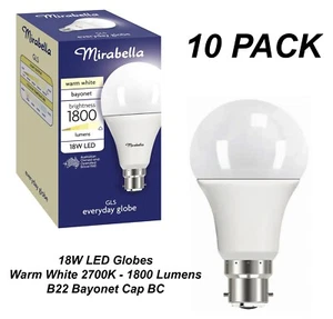 10 x 18W LED Light Globes Bulbs Lamps Warm White 2700K B22 Bayonet - 1800Lm - Picture 1 of 7